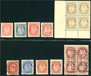 57-72. Samling Posthorn Antikva 1893 til 1898 på ca 17 ark. Mange merker og noen brev.