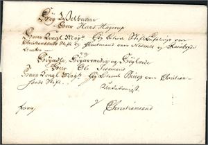 Komplett enkeltvektig brev, datert "Arendal 5. juli 1769" og sendt til Christianssand.