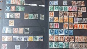 USA stämplad samling 1851-2001 med dubbletter i två visiralbum. Medföljer tre insticksböcker med dubbletter