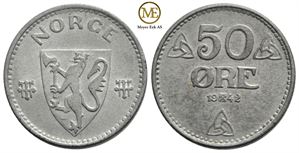 50 øre 1942 Z Haakon VII. Kv.0