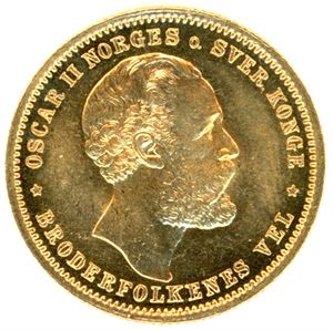 20 kroner 1875 i gull. Fra Gulltransporten. 0/01