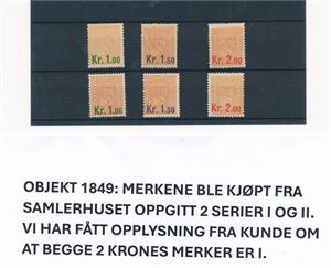 Nk 85-87 I-II xx. Kroneprovisorier, alle postfriske. Nk 86a med diagonal brett, ikke synlig forfra (Hk 19300)