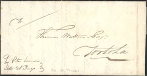 Two complete covers, both sent from St Thomas to Mr Thomas Walters, Tortola (Virgin Islands) 1811 and 1812.