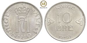 10 øre 1909 Haakon VII. Kv.0