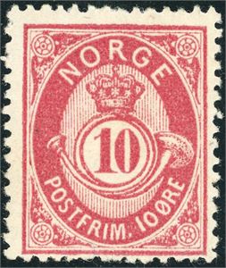 38 xX. 10 øre Posthorn 1883. (6.000,-).