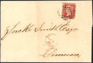 DWI. 1d red on printet matter, cancelled "C 51" and "St-Thomas Paid Jy 30 68" in red beside, and sent to Demerara, British Guyana via Barbados with "RMS Conway". Some holes because the ink. A vertical archive crease do not affect the stamp.