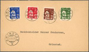 159/62. Ibsen i komplett serie på konvolutt, stemplet "Grimstad 20.3.28".
