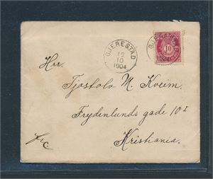 Nk 77 på pent brev stemplet "GJERESTAD 18 10 1904" til Kristiania