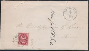 NK 25 på brev st "Bø i Thelem. 3-1-1878". Liten rift i konv.