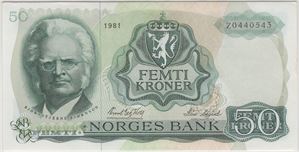 50 kroner 1981 Z.0440543 erstatningsseddel. Kv.01