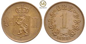 1 øre 1884 Oscar II. Kv.0