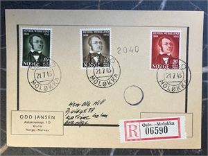 Kort med Wergelandserien sendt Rek til Sverige i 1945