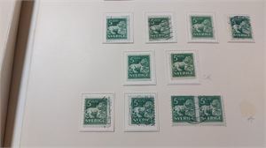 BANDMÄRKEN äldre specialsamling  på egenritade blad. Nyanser, vattenmärken inklusive bland annat