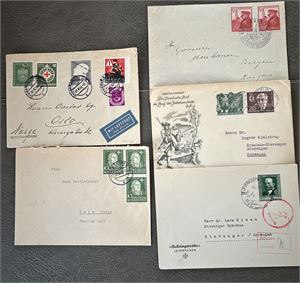REICH/BRD-BREV 5 bruksbrev til Norge 1939-54