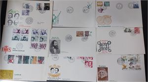 SVERIGE parti 24 FDC, flera med vinjetter