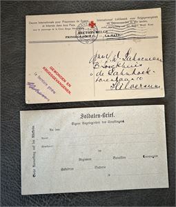 NEDERLAND-KRIGSFANGEPOST Pakkekort 1918 til Hilversum. Medfølger ubrukt tysk Soldaten-Brief til bruk mellom soldater