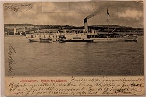 SKIBLANDER, hilsen fra Mjøsen, brukt 1903, noen små flekker.