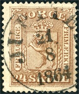 10. 24 skill, anert med dampsskipsstempel "Jupiter 21.8.1864".