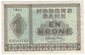 1 krone 1941 B.9564149. Kv.0/01