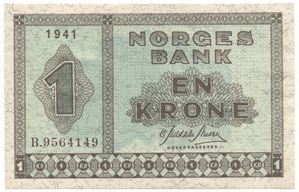 1 krone 1941 B.9564149. Kv.0/01