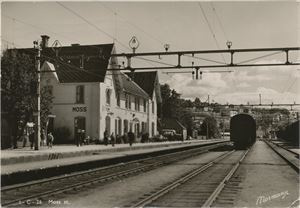Postkort jernbane MOSS stasjon (ØF) A6 s/h (Normann 1-C-26) brukt 1952