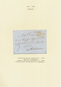 Tyskland Prefilbrev datert Lübeck 20/8-1846, sendt til Stockholm.  Stemplet med rødt Stockholm 1846, som ble brukt ved advarsel om epedemier.