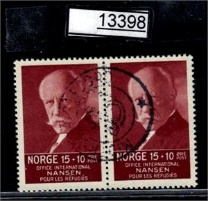Nk 194 o. 15øre Nansen I i par stemplet kph "MIDTRE NORDFJORD" (Grad 7)
