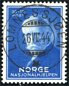 236. 30 øre Nansen II, vakkert fullstemplet "Lomnessjøen 26.7.44".