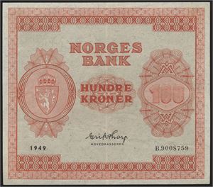 100 Kroner 1949 B.9008759 Kv 01