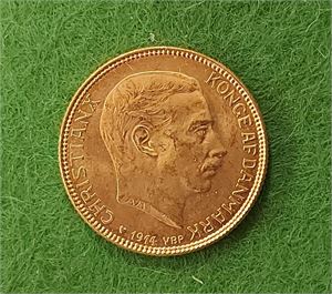 DANMARK CHRISTIAN X 20 kr 1914, 8.9606 gr 0.900 guld. Kv. 01