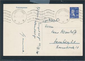 TMS 30øre Holberg på kort med TMS 35/04 d stemplet "LONGYEARBYEN 31-7-35" Meget pent og uvanlig