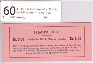 FH 35 I A Frimerkehefte 35 I A, pen UB kvalitet **  verdi 750.-