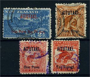 AITUTAKI 3-6. 1903. Provisorier 4 merker stemplet. Mi (€200++)