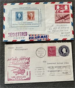 USA-BREV FFC 1948 og brev til Frankrike med brevmerke bak