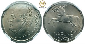 1 krone 1965 Olav V. Prakt eksemplar