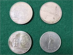 SVERIGE, Jubileums mynt i silver, 3 st 50 kr 1976 samt en 5 kr. 1963
