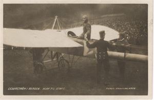 Cederström i Bergen Klar til Start.  Eneret: Brudtland, Bergen (3342?) st. Bergen 4-10-11.  Fint nærbildemotiv.