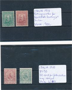 ITALIA x/(x) 1910 2 serier. Mi 95-96 er uten lim og ikke medregnet (€ 450)