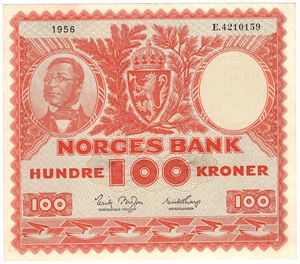 100 kroner 1956 E.4210159. Kv.1+/01