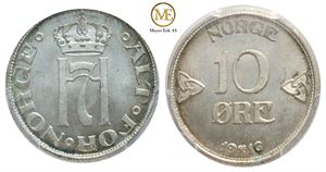 10 øre 1916 Haakon VII. Kv.0