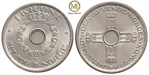 1 krone 1946 Haakon VII. Prakt eksemplar.