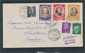 VATIKANET Luftpostbrev stemplet "17.9.47" til Stockholm