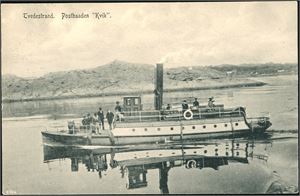 Tvedestrand. Postbaaden "Kvik". Brukt i 1908. K-1
