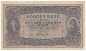 1000 kroner 1943 A.0871667. Kv.1/1+