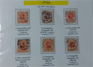 SVERIGE specialsamling ringtyp t13, valörer 20 öre till 1 krona. Nyanser, mängder med vackra stämplar,