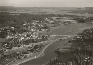 Postkort jernbane EINA med stasjon (OP) A6 s/h (Harstad 16.E.20) brukt 1964