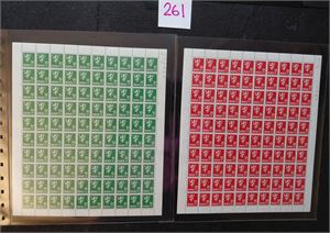 Nk 202 og 205 xx. Helark 10 og 20øre løve med vannmerke. 20øre ubrettet (Hk 4500)