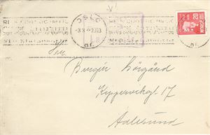 Landpostbud Brev med 20ø Bjørnsson påført "Fra Landpostbud"  st. Oslo 3.3.33, til Aalesund
