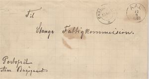 Portofritt Brev st. Aal 12/9-1883 portofritt til Stange