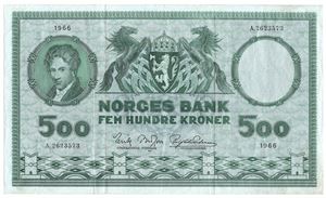 500 kroner 1966 A.2623573. Kv.1+